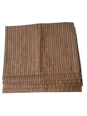 Placemats Set Of 6 Striped Woven Fabric Earth Fall Colors Brown Backing Flaw